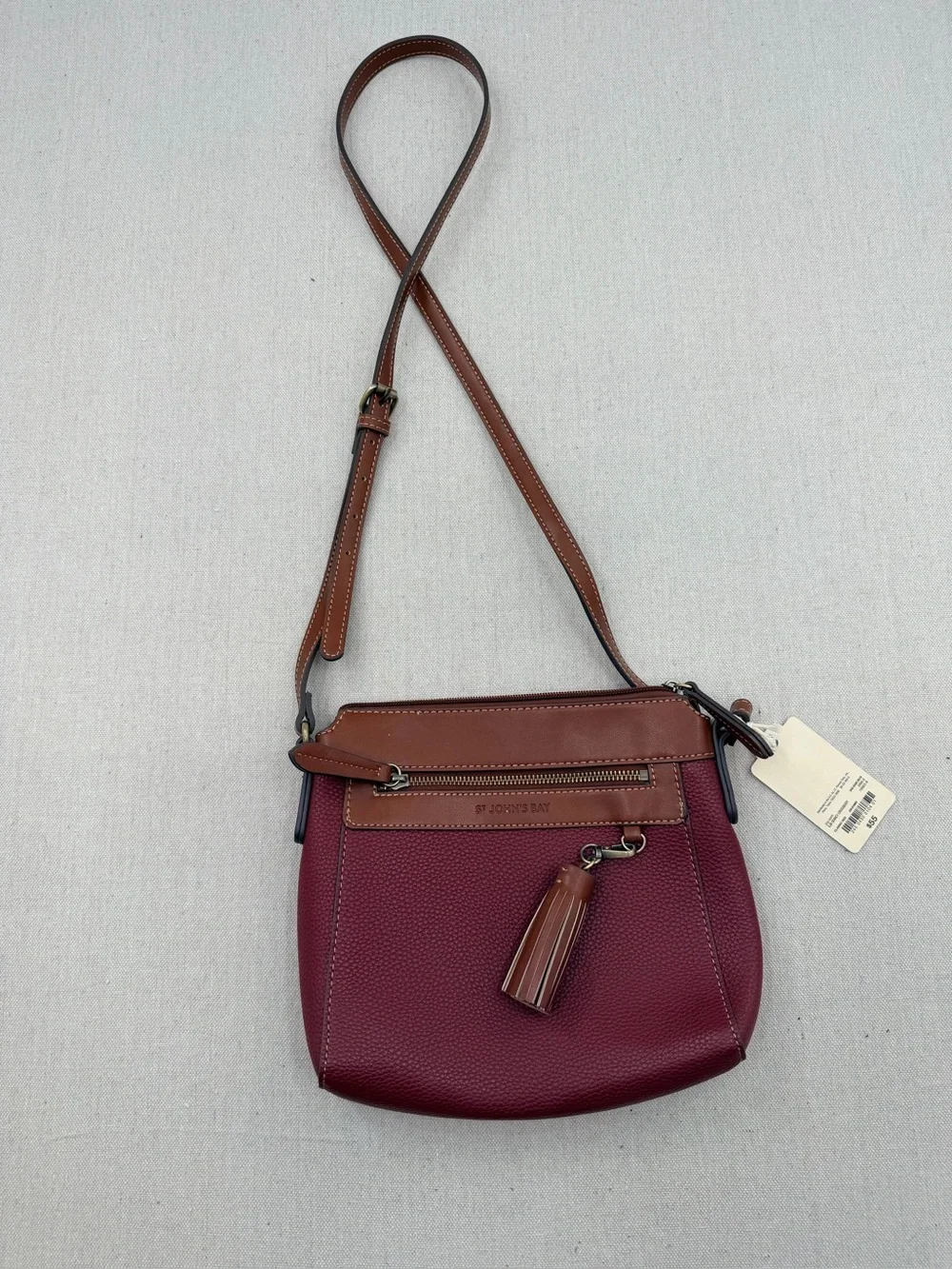 NWT St. John's Bay Women's Burgundy and Brown Crossbody Bag